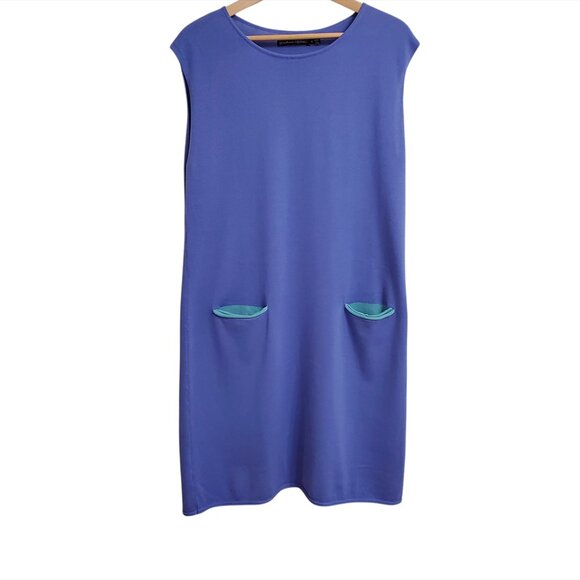 Gudrun Sjoden Womens 2 Piece Set Iris Tunic Dress Cardigan M Blue Floral Pockets - Picture 5 of 16